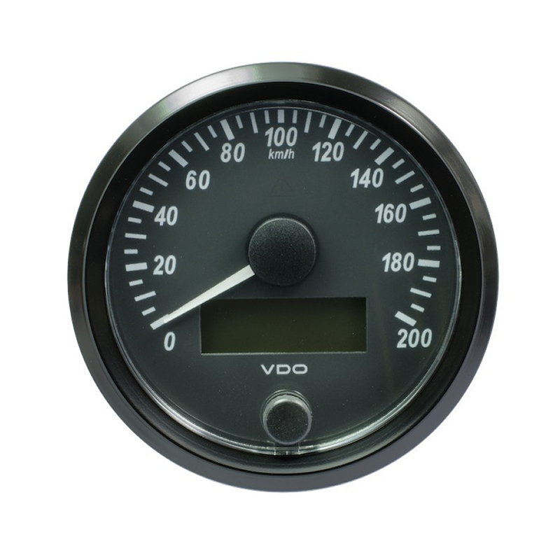 VDO SingleViu Speedometer 200 Kmh Black 80mm gauge